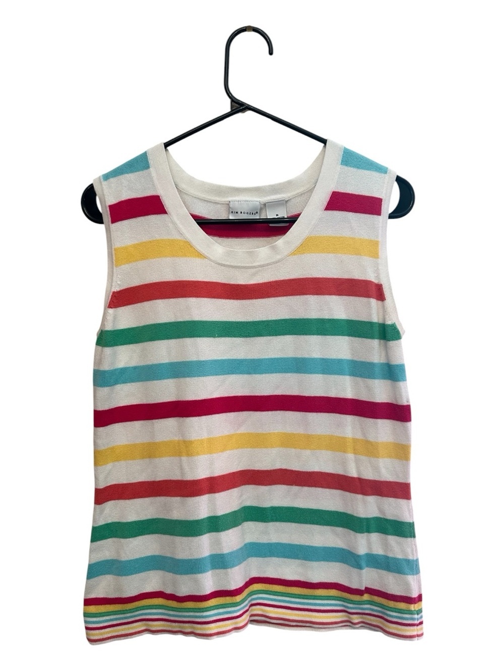 Vintage 90s/Y2K Kim Rodger’s 100% Cotton Colorful Striped Sleeveless Tank Top M